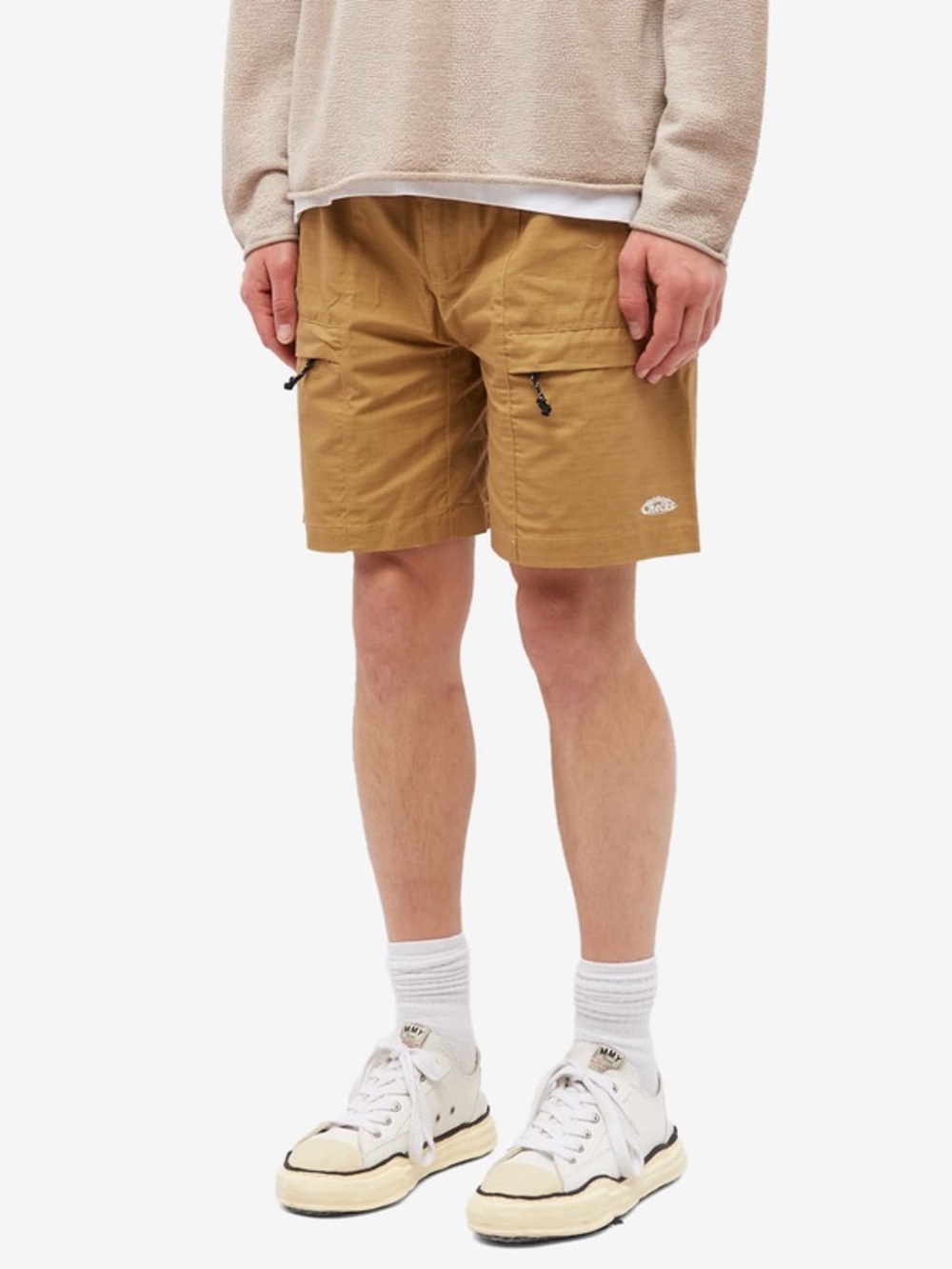 Men's Tan Cargo Shorts with Zip Pockets